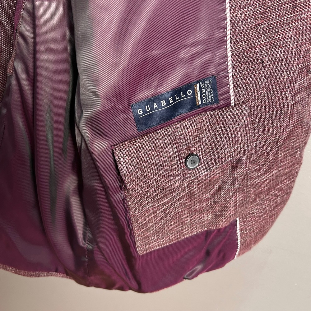 Joseph Abboud Linen blazer 46 S Unstructured heritage Hatch Burgundy Sport Coat - Picture 10 of 13